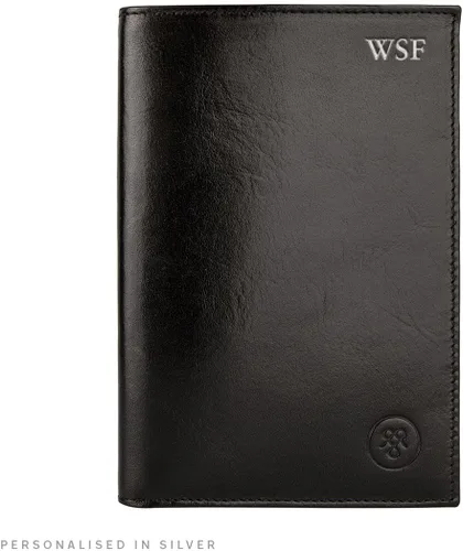Vista 8 de Maxwell Scott - Cartera de piel de lujo RFID para hombre, con bolsillo, hecha a mano de piel premium, Pianillo RFID, Negro -, Classic