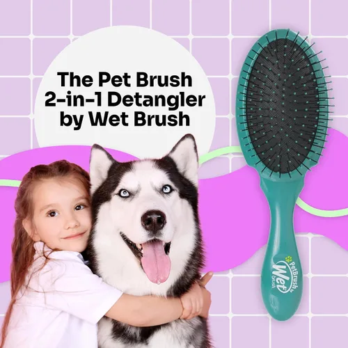 Vista 2 de Wet Brush Ultimate Cepillo desenredante de doble cara, cerdas IntelliFlex ultra suaves, elimina el pelo suelto y la suciedad para perros, gatos