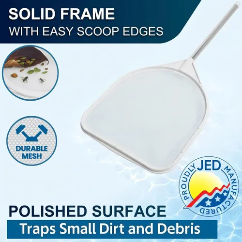 Vista 2 de Jed Pool Tools 40-376F - Espumador de hojas de malla fina para piscina y spa con asa, color blanco