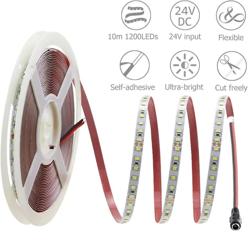 Vista 2 de ALITOVE Tiras de Luces LED Blancas Luz de Día 6000K 32.8ft 1200LEDs 2835SMD 24V 120W 21600LM Ultra-brillantes Luces LED Flexibles en Cuerda