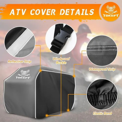 Vista 3 de Funda para ATV impermeable de alta resistencia con hebilla, funda para 4 ruedas a prueba de polvo, anti UV, a prueba de viento, para todo clima