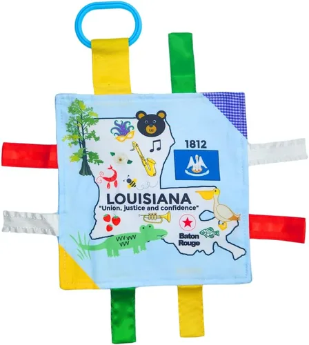 Vista 21 de Baby Jack & Co - Cochecito de juguete para bebés de 8 x 8 pulgadas con etiqueta del estado de Arkansas, juguetes arrugados para desarrollar cinco