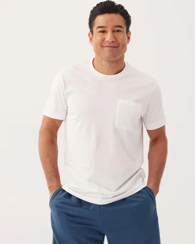 Vista 6 de Real Essentials Paquete de 4 camiseta deportiva de algodón de manga corta con cuello redondo y bolsillo para hombre