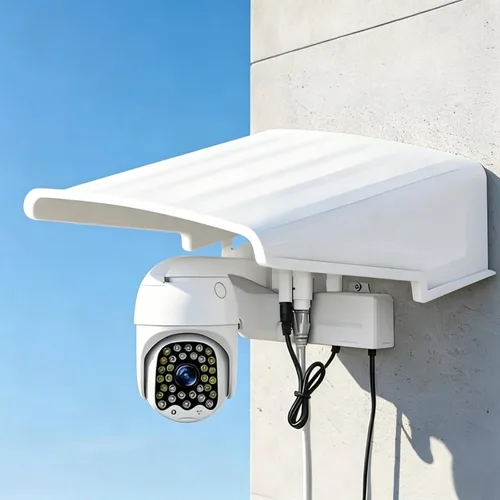 Vista 3 de Cubierta de lluvia para cámara, protector de pared para exteriores, resistente a la intemperie, bloqueo solar, adecuado para edificio de oficinas
