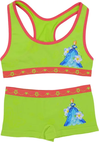 Vista 7 de ToBeInStyle Paquete de 6 sujetadores de entrenamiento estilo espalda cruzada o camisola y pantalones cortos a juego para niña