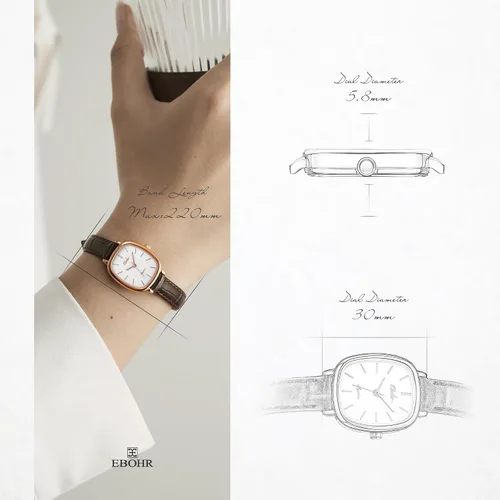 Vista 5 de Reloj clásico de cuarzo para mujer, elegante y resistente, con correa de piel de vacuno, perfecto para cualquier ocasión