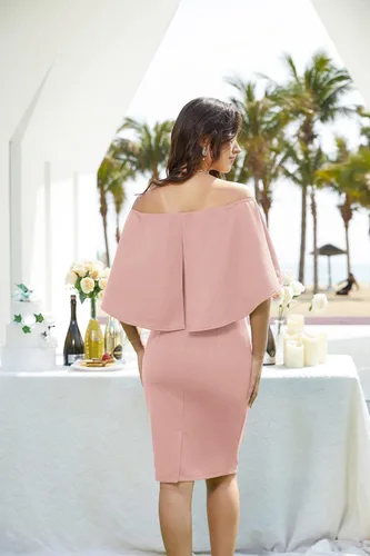 Vista 4 de GRACE KARIN Vestido midi delgado con hombros descubiertos para mujer