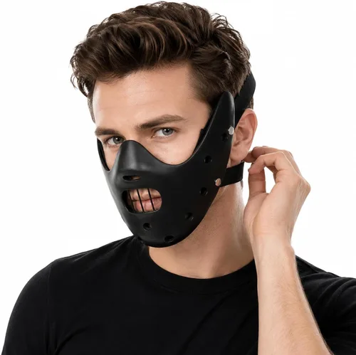 Vista 2 de nezababy Hannibal Lecter Máscara Cosplay El Silencio de los Corderos Media Cara Asesino de Resina
