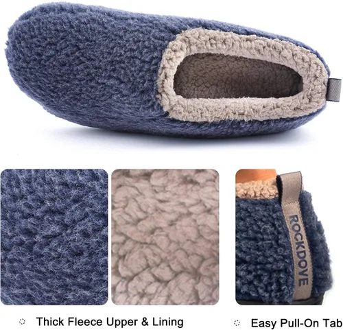 Vista 4 de RockDove Juego de 2 pares de pantuflas Nomad para hombre (talla 9.5-10.5 para hombre, azul marino) pantuflas Nomad para mujer