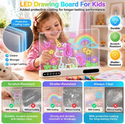 Vista 3 de Tablero de dibujo LED recargable para niños: 20 horas de duración de la CV1