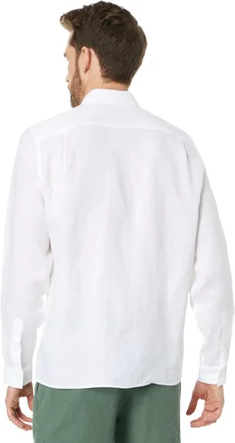 Vista 2 de Lacoste Camisa de manga larga con botones de lino y bolsillo frontal para hombre