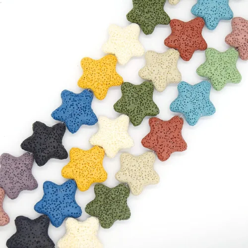 Vista 2 de Cuentas de lava de estrella perlas difusoras de roca de lava multicolor natural – 0.866 in, 1.063 in, 1.654 in disponibles