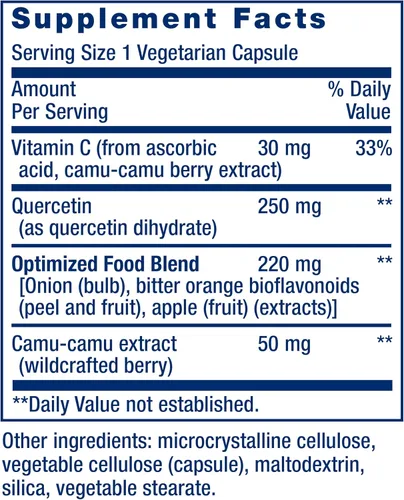 Vista 3 de Life Extension Quercetina optimizada de 250 mg apoya la salud inmune, la salud del corazón, sin OGM, sin gluten - 60 cápsulas vegetarianas