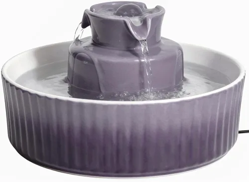 Vista 12 de Fuente de agua de cerámica para gatos, fuente de agua para mascotas con 3 filtros de carbono y 2 bombas de agua, dispensador automático de agua