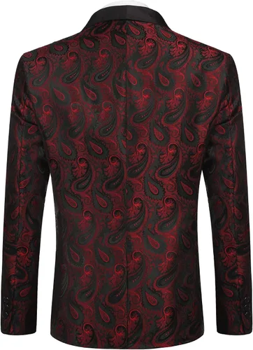 Vista 3 de COOFANDY - Chaqueta de esmoquin para hombre, diseño floral con estampado de cachemira