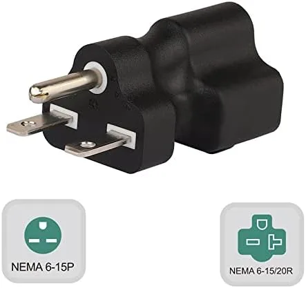 Vista 11 de Nema 5-15P to 5-15R/5-20R AC Power Adapter 15A 125V adaptador de corriente alterna 15 Amp Household AC Plug, 20 Amp T Blade Power
