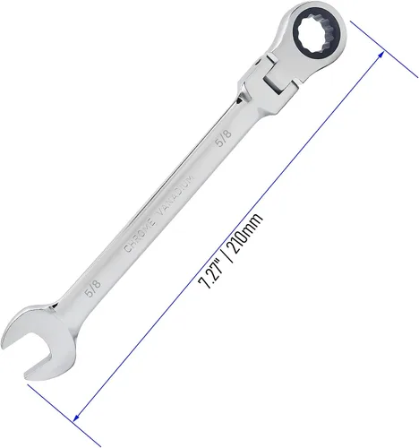 Vista 2 de Llave combinada de trinquete de cabeza flexible de 0.236 in, métrica, 72 dientes, caja de trinquete de 12 puntos, herramientas de llave de extremo