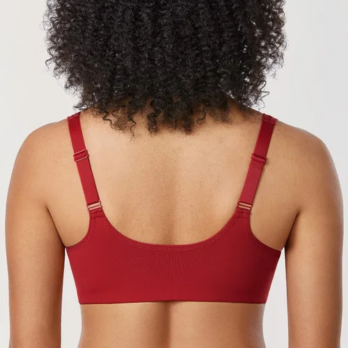 Vista 5 de DELIMIRA Sujetadores con cierre frontal para mujer, talla grande, con encaje, cobertura completa, sin forro
