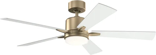 Vista 8 de Kichler Lucian Elite XL Ventilador de techo de 60 pulgadas con luz LED, níquel cepillado níquel