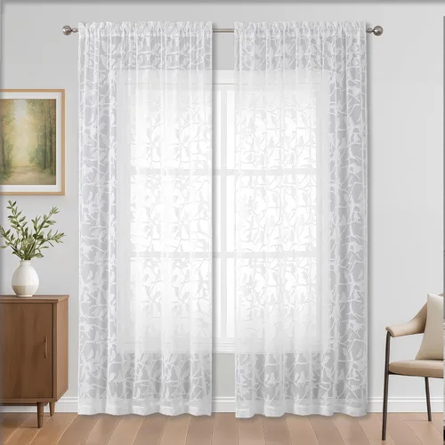 Vista 39 de OVZME Anji Clip Voile Sheer Tiers RD 2X30X36 Negro