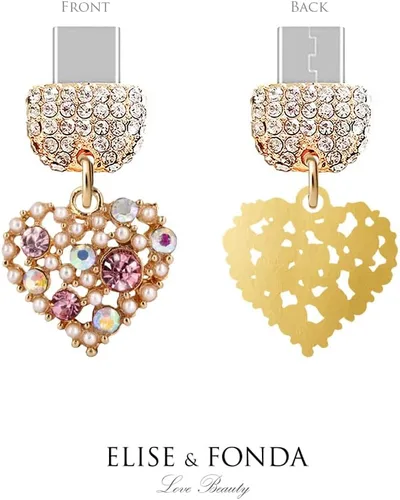 Vista 3 de ELISE & FONDA TP199 Tipo-C Puerto de carga USB Crystal Anti Dust Plug Little Love Heart Cell Phone Charm para Samsung/OnePlus/Xiaomi/oppo Teléfono