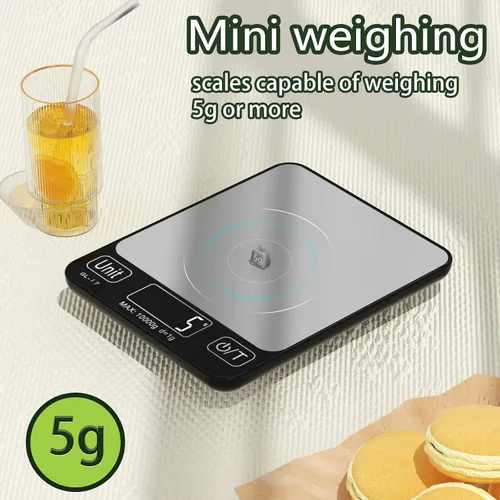 Vista 5 de Balanza digital de alimentos, 22.0 lbs/22 libras, peso para hornear, cocinar, Keto y preparación de comidas con 7 unidades, pantalla LCD de Negro