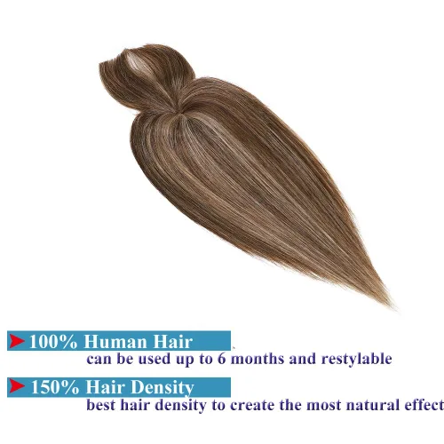 Vista 3 de MY-LADY Extensiones de cabello humano 100 % real para mujer con flequillo, densidad del 150 %, parte media recta para pérdida de cabello, cabello