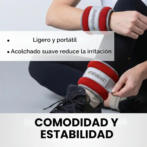 Vista 6 de THERABAND Pesas de tobillo, puño de muñeca de ajuste cómodo, 1 libra, juego