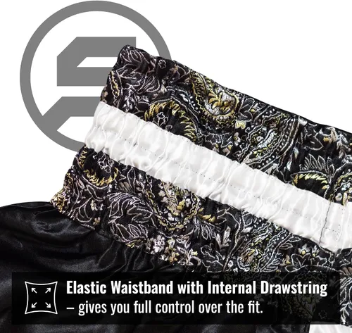 Vista 4 de Pantalones cortos clásicos de Muay Thai para hombres y mujeres, boxeo, kickboxing, alto grado, artes marciales mixtas, ropa de entrenamiento