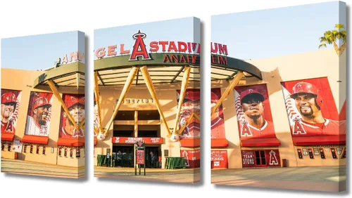 Vista 23 de TUMOVO American Major Baseball - Lienzo decorativo para pared, diseño de estadio de los Bravos, 3 piezas, arte de pared de Filadelfia, cuadros