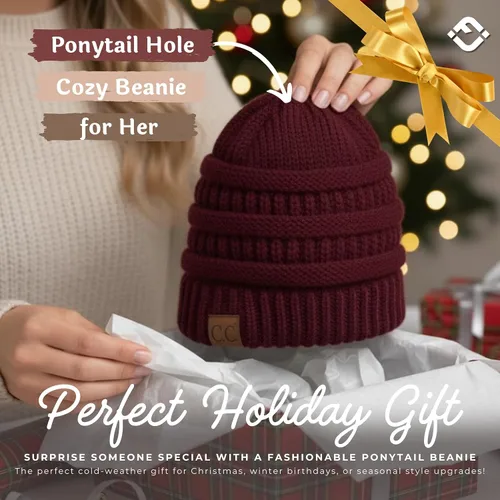 Vista 192 de Funky Junque - Gorro para mujer con ranura para cola de caballo