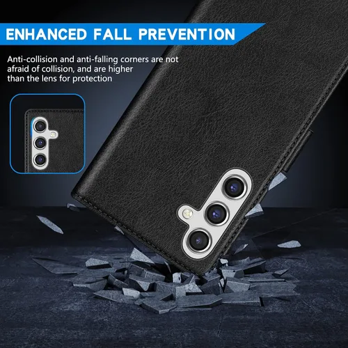 Vista 4 de ZZXX Funda tipo cartera para Samsung Galaxy A14 5G con bloqueo RFID, ranura para tarjetas, función atril, cierre magnético, funda protectora