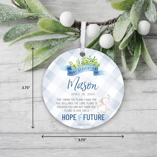 Vista 2 de LifeSong Milestones Ideas de adornos colgantes redondos personalizados para dedicación para bebés, para celebrar los preciosos momentos de la vida