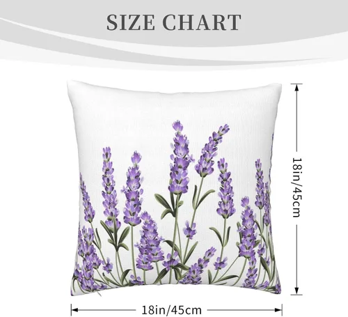 Vista 9 de Fundas de almohada de flores de lavanda moradas con ilustración vectorial floral, funda de almohada decorativa para el hogar, sofá, oficina, 18 x 18