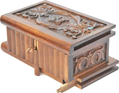 Vista 9 de Caja mágica secreta hecha a mano con llave oculta (rompecabezas pequeño)
