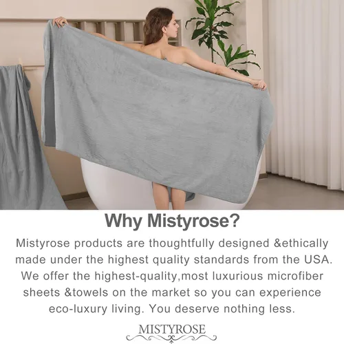 Vista 4 de Mistyrose Toalla de diseño acanalado (gris, toallas de mano de 2 piezas)