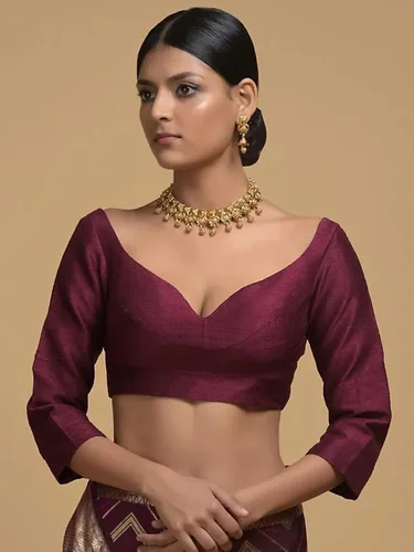 Vista 2 de Elina fashion Blusa confeccionada para mujer para sari de diseñador indio Banglori seda Bollywood acolchado cosido Choli Crop Top