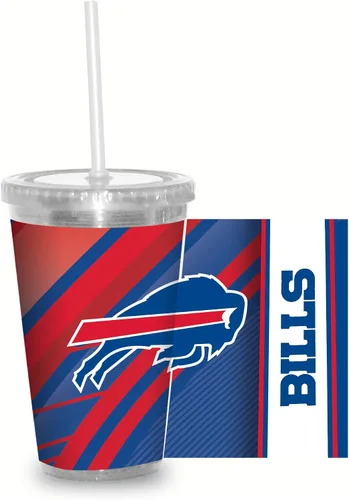 Vista 17 de Vaso transparente de fútbol NFL de 16 onzas con popote para fanáticos de la NFL