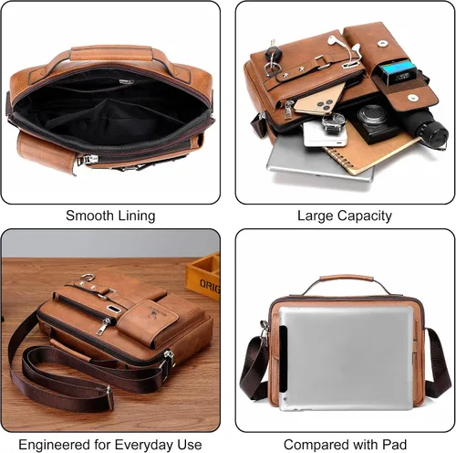 Vista 4 de Bolso bandolera pequeño de piel sintética de 11 pulgadas, bolso cruzado para mujeres y hombres, bolso cruzado para hombre