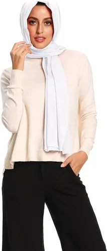Vista 12 de Bufandas de hiyab de jersey para mujer, bufanda para la cabeza, envoltura musulmana para la cabeza Beige