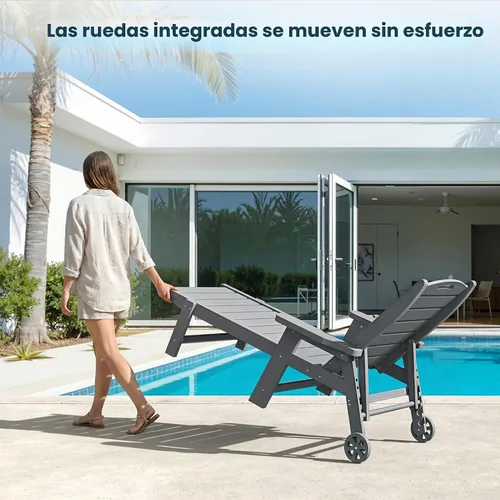 Vista 5 de UDPATIO Silla de salón para exteriores, tumbonas reclinables, piscina 2-Gris