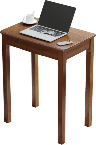 Vista 18 de Escritorio de madera maciza con cajones, escritorios estrechos simples de 24 x 16 pulgadas, mesa de estudio de madera de goma, escritorio pequeño