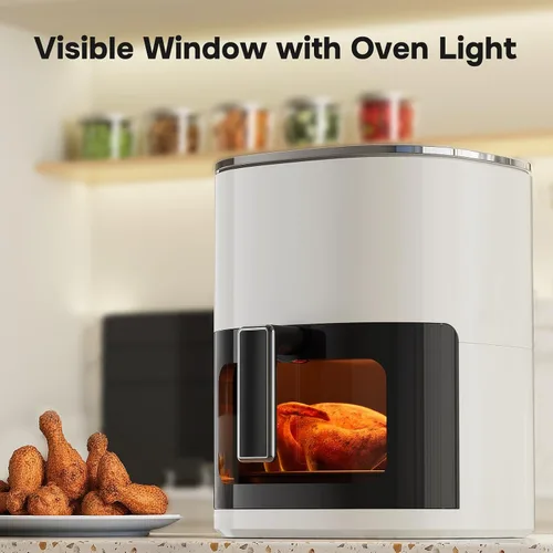 Vista 5 de Simple Deluxe Freidora de aire digital de 6.34 cuartos de galón con ventana visible, 12 funciones preestablecidas, cesta antiadherente y apta