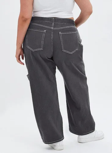 Vista 2 de Eytino Pantalones cargo para mujer, talla grande, cintura alta, elásticos, de pierna ancha, holgados, casuales con bolsillos (1X-5X)