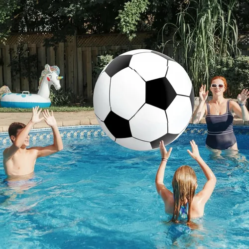Vista 6 de Lewtemi 2 pelotas de fútbol inflables gigantes de 40 pulgadas, globos de playa grandes y enormes globos de fútbol, deporte, fiesta de cumpleaños