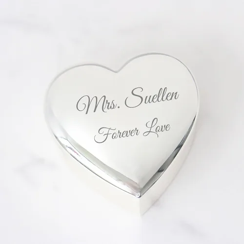 Vista 2 de Caja de recuerdo de joyería de corazón personalizada, aniversario para amiga, compañera de trabajo, esposa o hija, regalos con nombre grabado