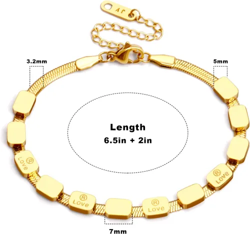 Vista 5 de Pulsera delicada de oro para mujer, chapada en oro de 18 quilates, pulsera de cadena de serpiente en espiga para mujer, Acero inoxidable chapado