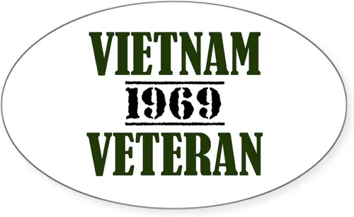 Vista 4 de CafePress Adhesivo ovalado para parachoques de coche de veterano 69 de Vietnam