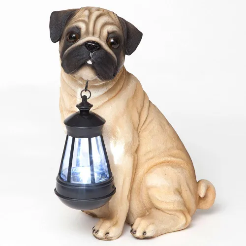 Vista 8 de Bits and Pieces - Estatua de linterna solar para perros - Linterna de jardín con energía solar - Escultura de perro de resina con luz LED