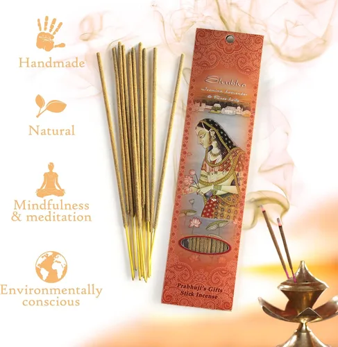 Vista 4 de Prabhuji's Gifts Shubha - Varita de incienso enrollada a mano, varillas aromáticas de incienso espiritual, para meditación, yoga, relajación